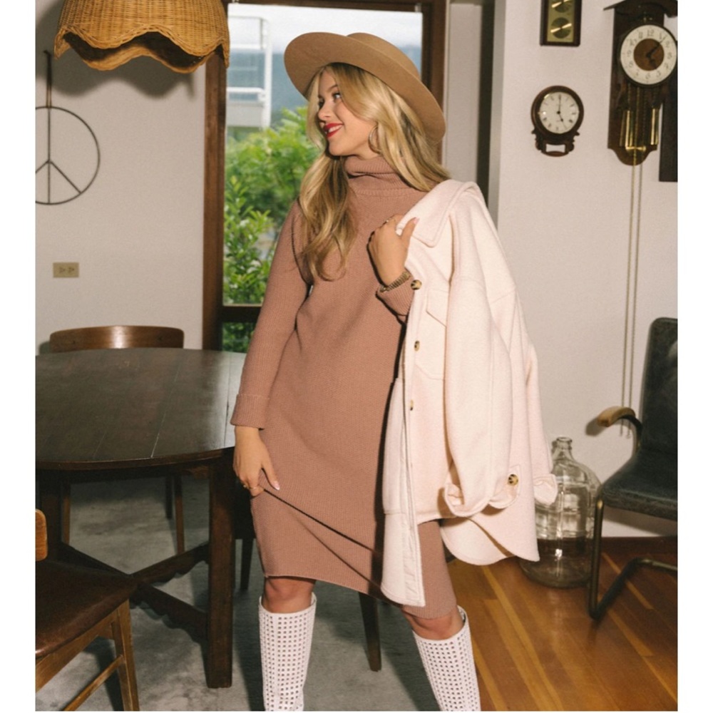 Jackson Rowe Tan Turtleneck Dress